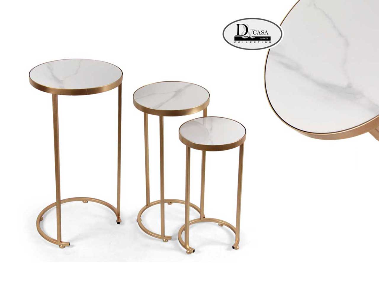 Tris tavolini in marmo misura h.70/60/51cm