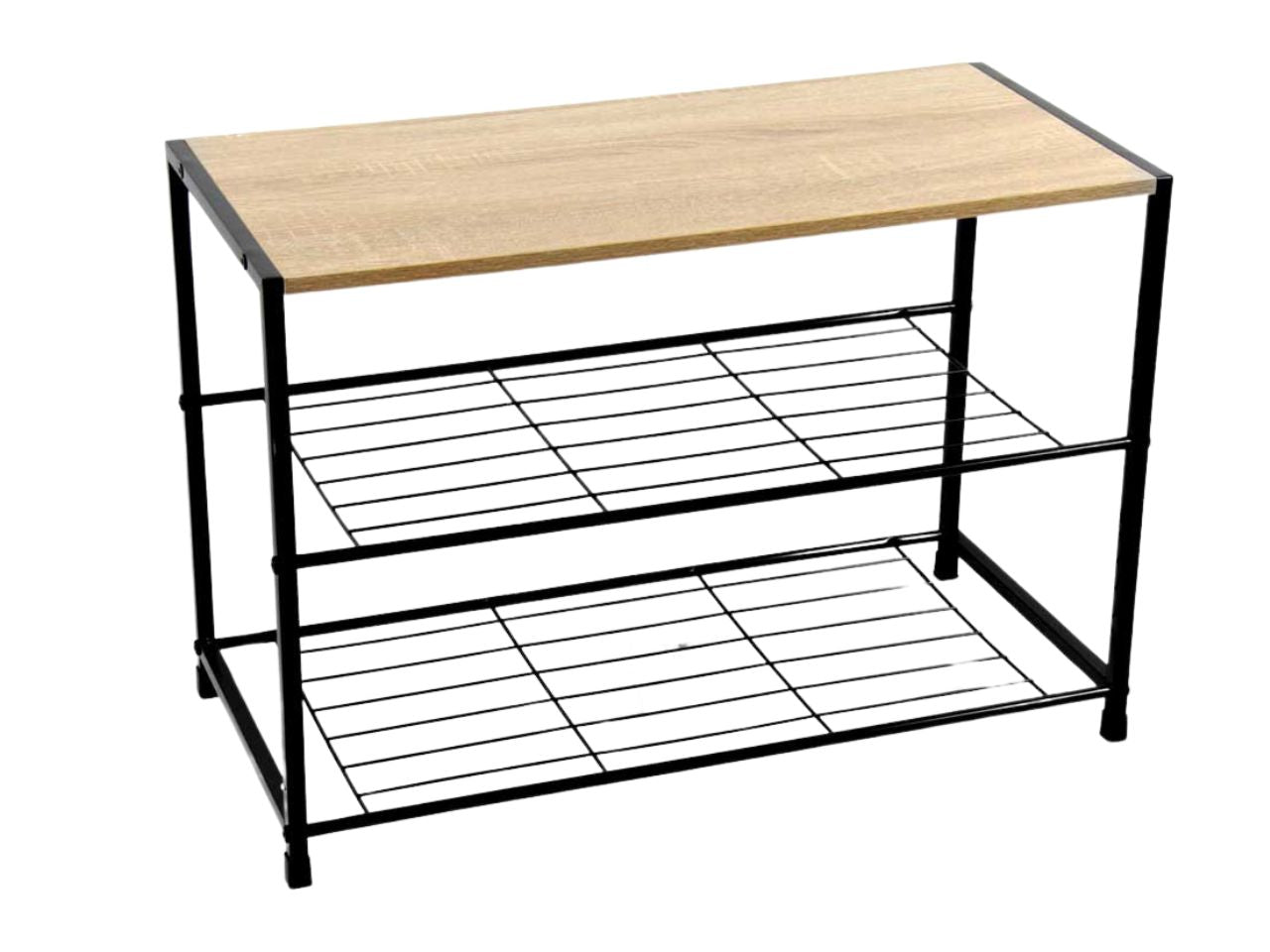 Portascarpe metallo e legno naturale e nero stile industrial 63x30x43 cm - Gicos