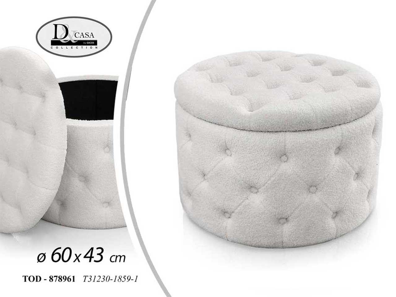 Pouf in poliestere bianco moderno 60x43 cm - Gicos