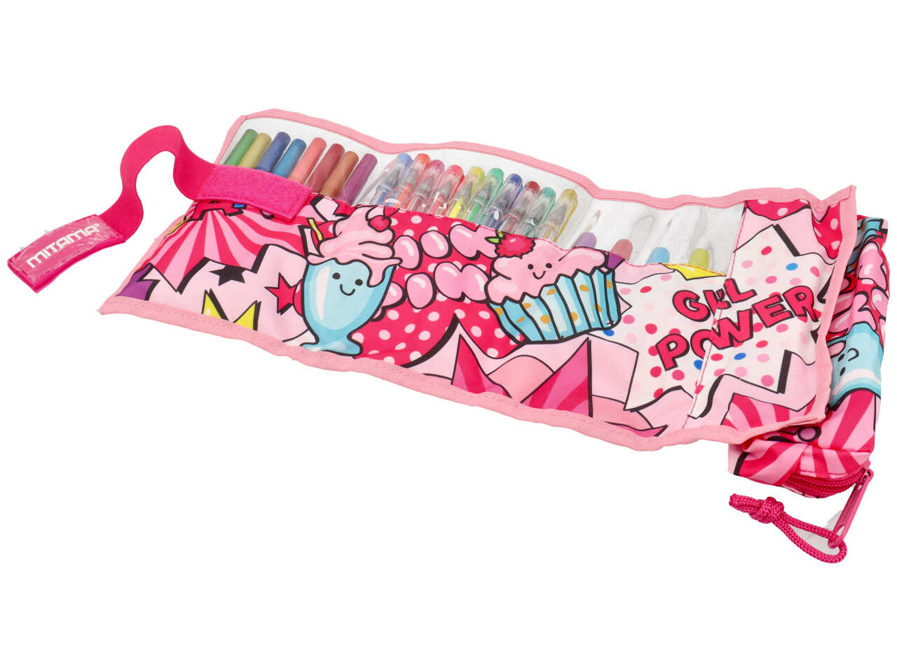 Astuccio scuola Mitama, glitter roll + bustina assortiti, arrotolabile con 25 pezzi
