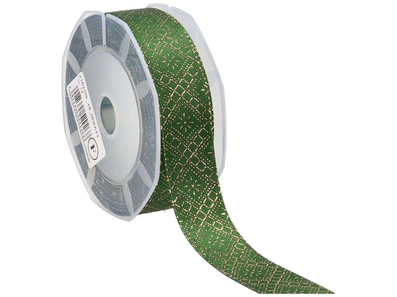 Nastro doppio raso 25mm 10mt verde con elegante stampa oro