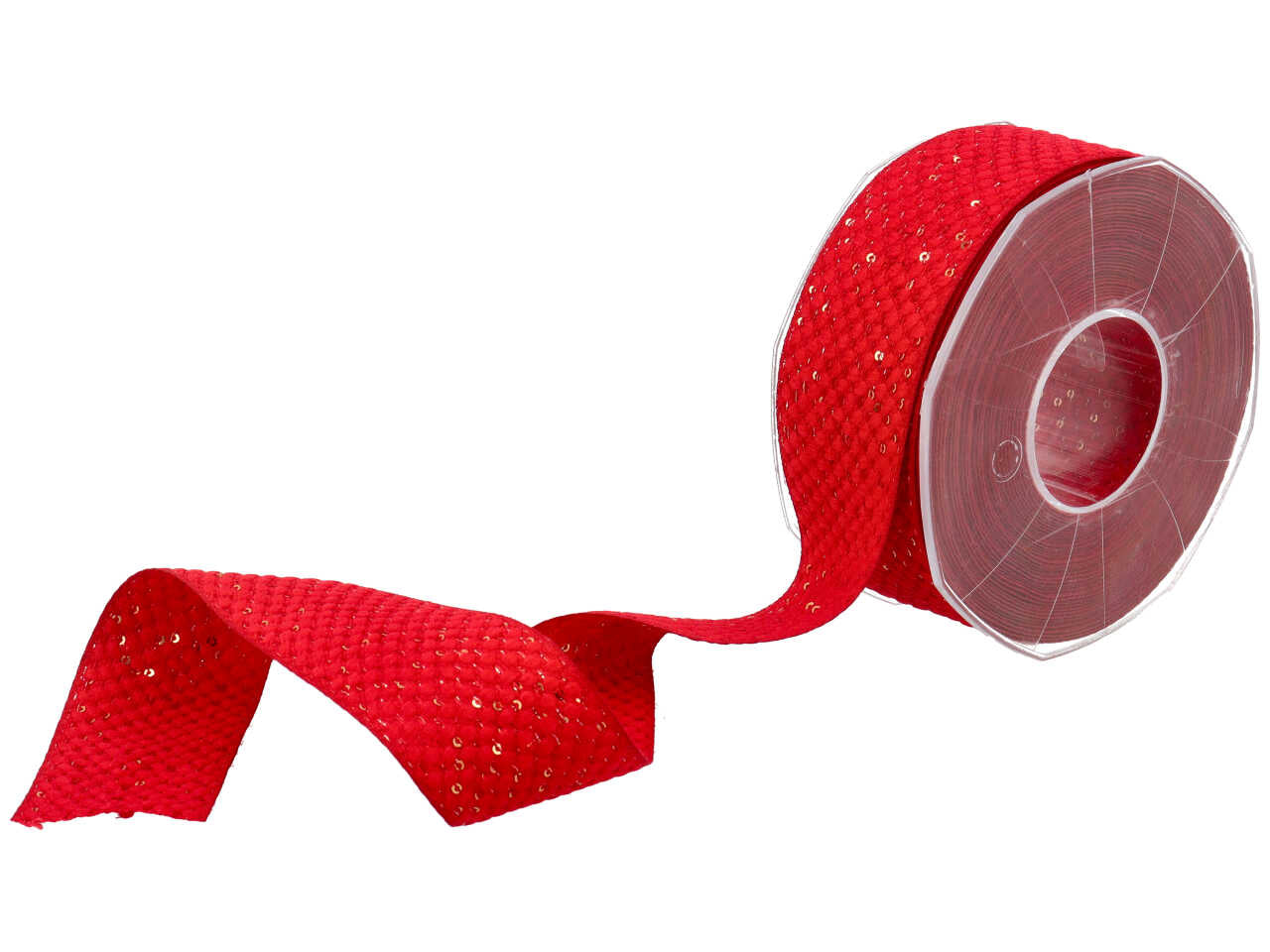 Nastro regalo con paillettes rosso micro pois 4cmx10m - Furlanis