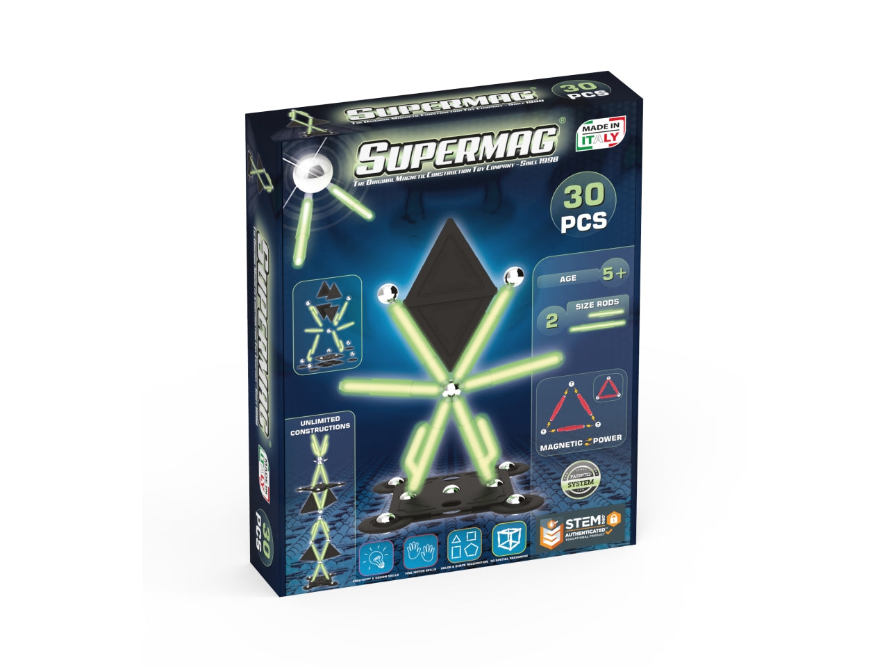 Supermag Projects Glow Set Magnetico 30 Pezzi Plastica e Metallo Età 5+ | Re.El.Toys
