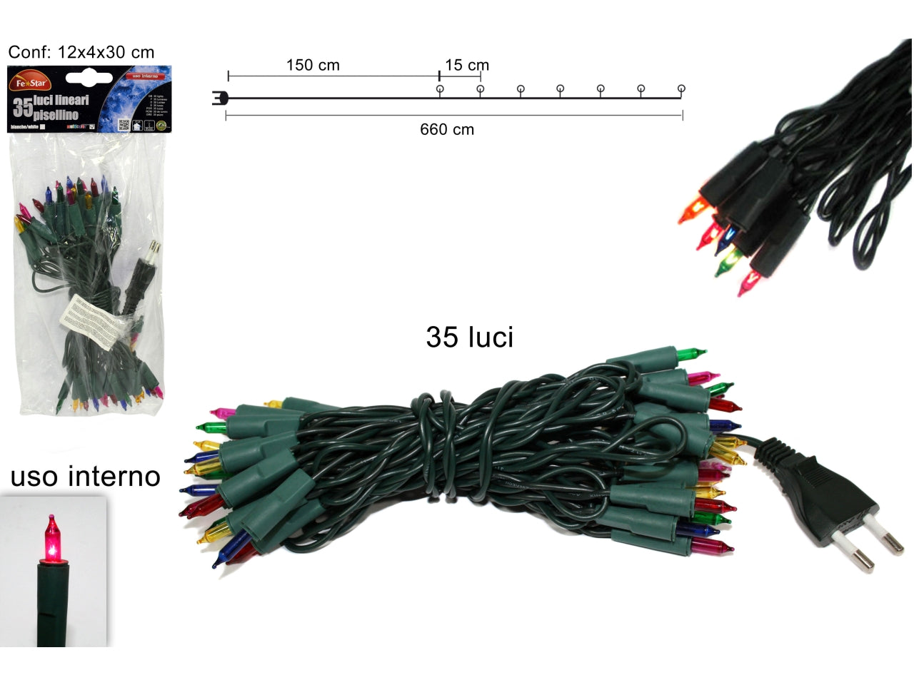 Luci lineari 35 pisellini multicolor
