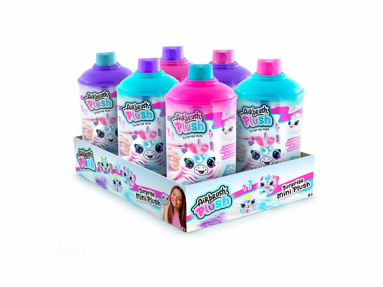 Airbrush plush surprise in cdu 6 pezzi 8x18x8cm
