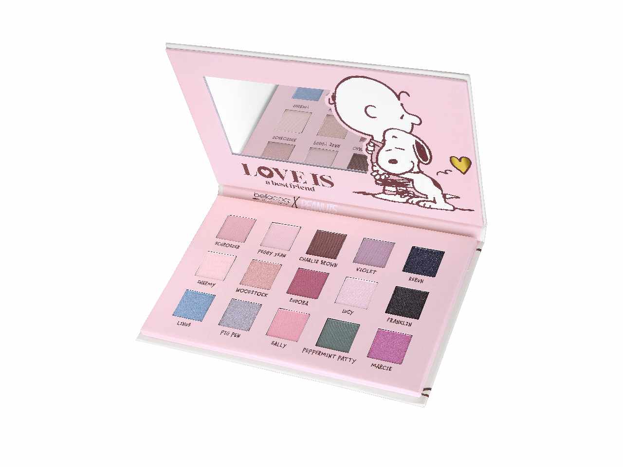 Palette occhi ombretto Snoopy Color Joy - Love is a Best Friend - Nude Rosati con Nero di Eudora - Bellaoggi