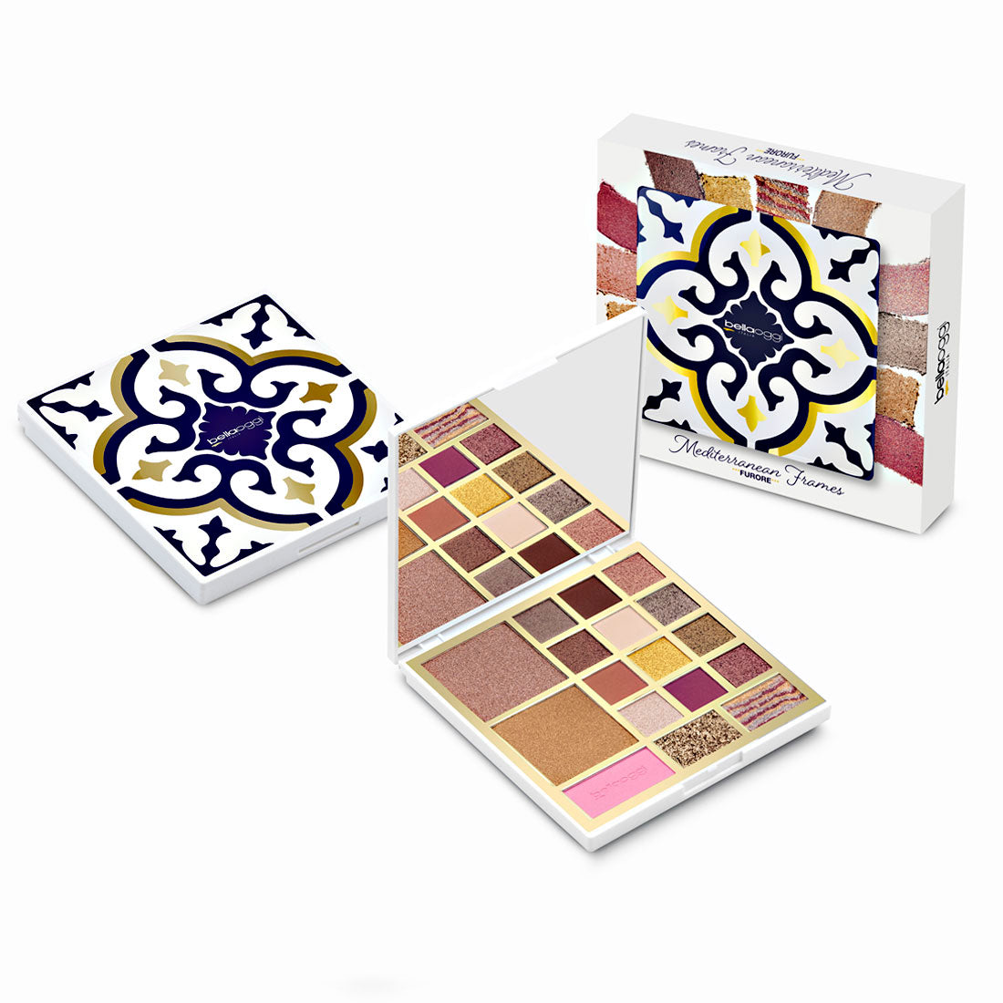Trousse Mediterranean Beauty Kit Furore - 14 Ombretti di cui 2 Multicolor, Illuminanti e Blush - Bellaoggi