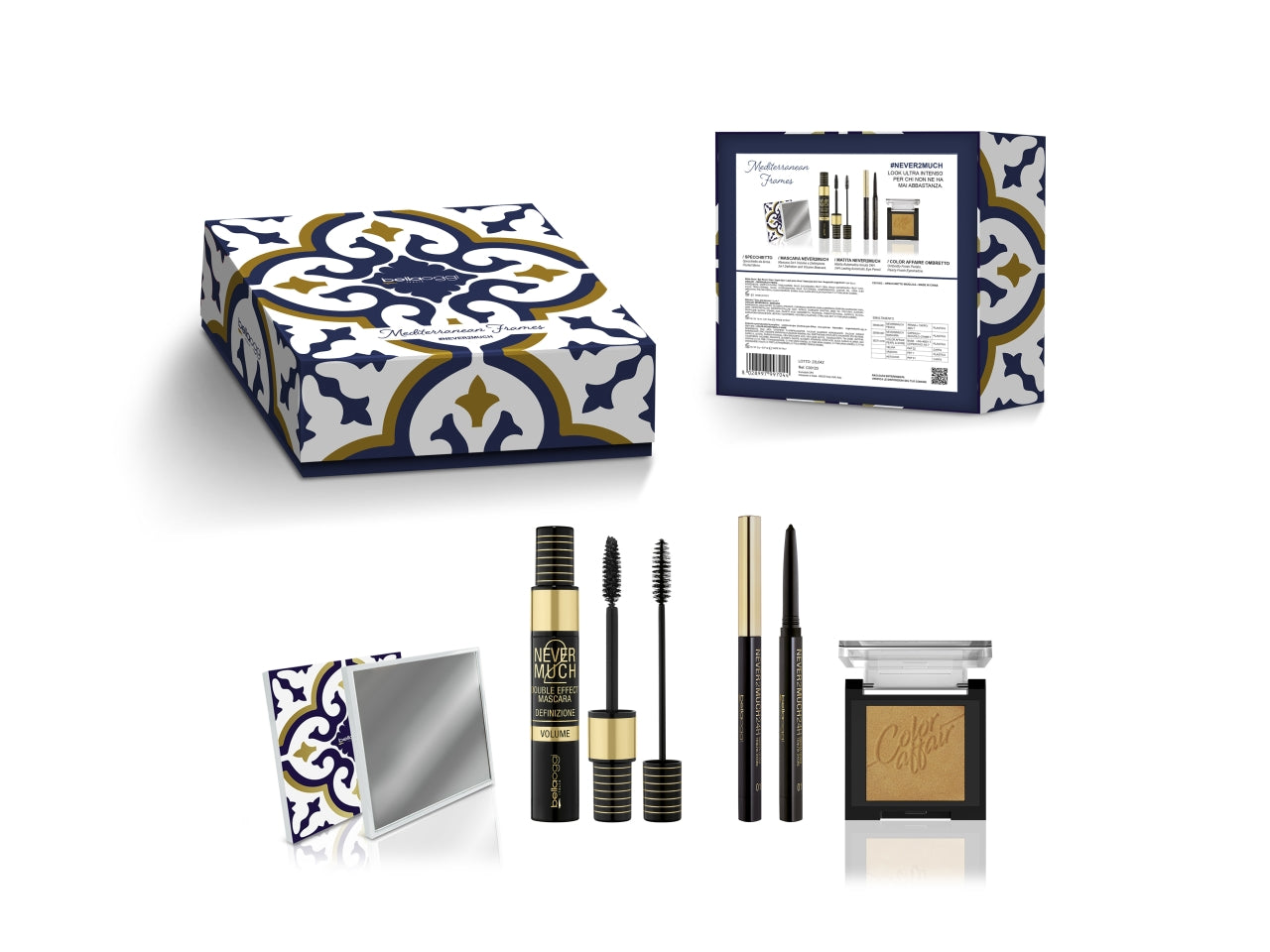 Kit make up occhi Mediterranean - Mascara, Matita Occhi, Ombretto e Specchietto - Bellaoggi