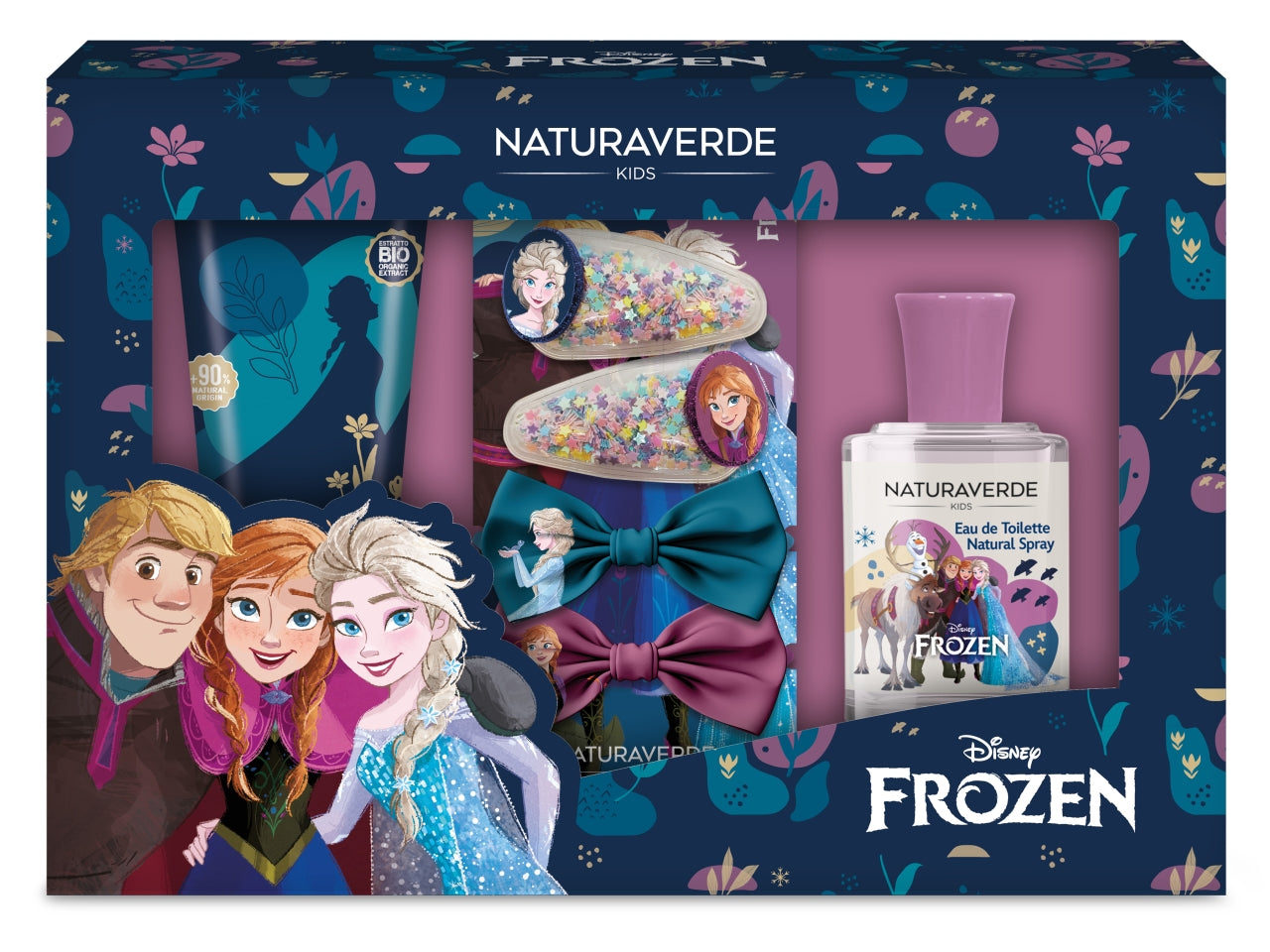 Frozen gift set mollettine eau de toilette 30ml + bagnoschiuma tubo 100ml+ hairpins