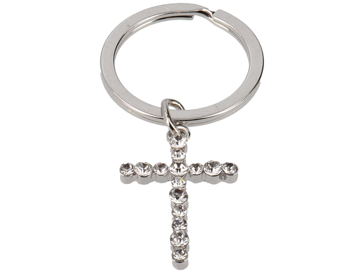 Portachiavi croce con strass argento