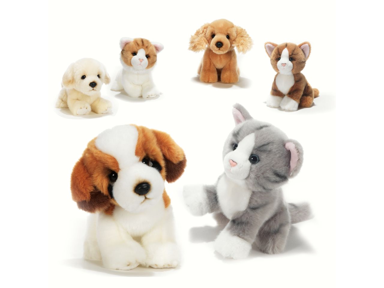 Peluche pretty pets misura h.18cm gatti e cani in 6 assortimenti