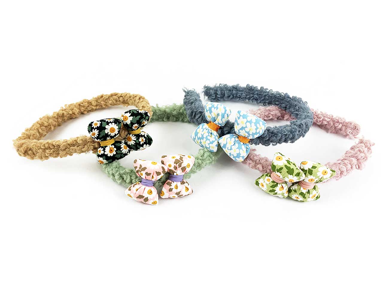 Cerchietto boucle' con fiocco in stoffa