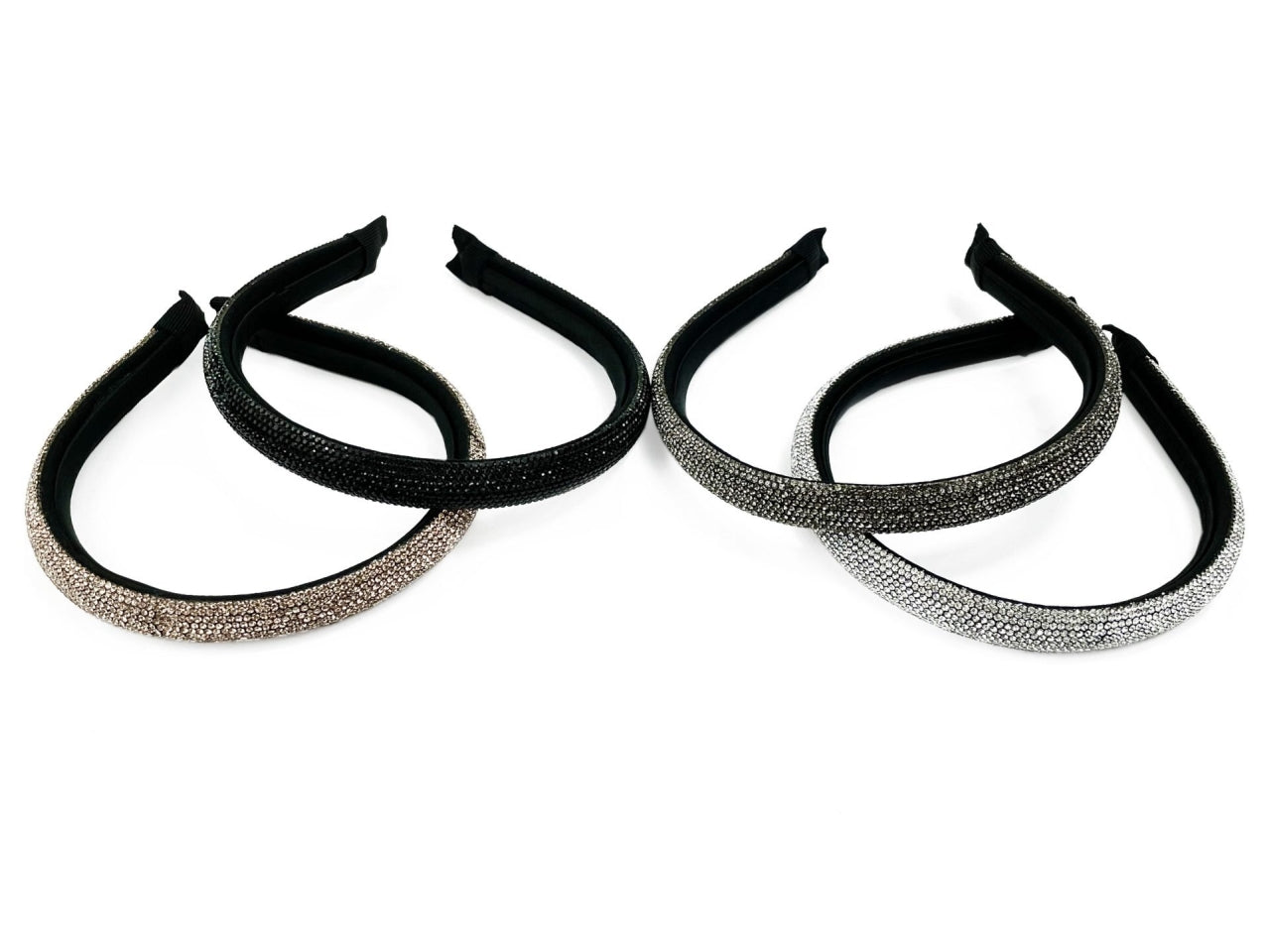 Cerchietto bombato stretto con strass