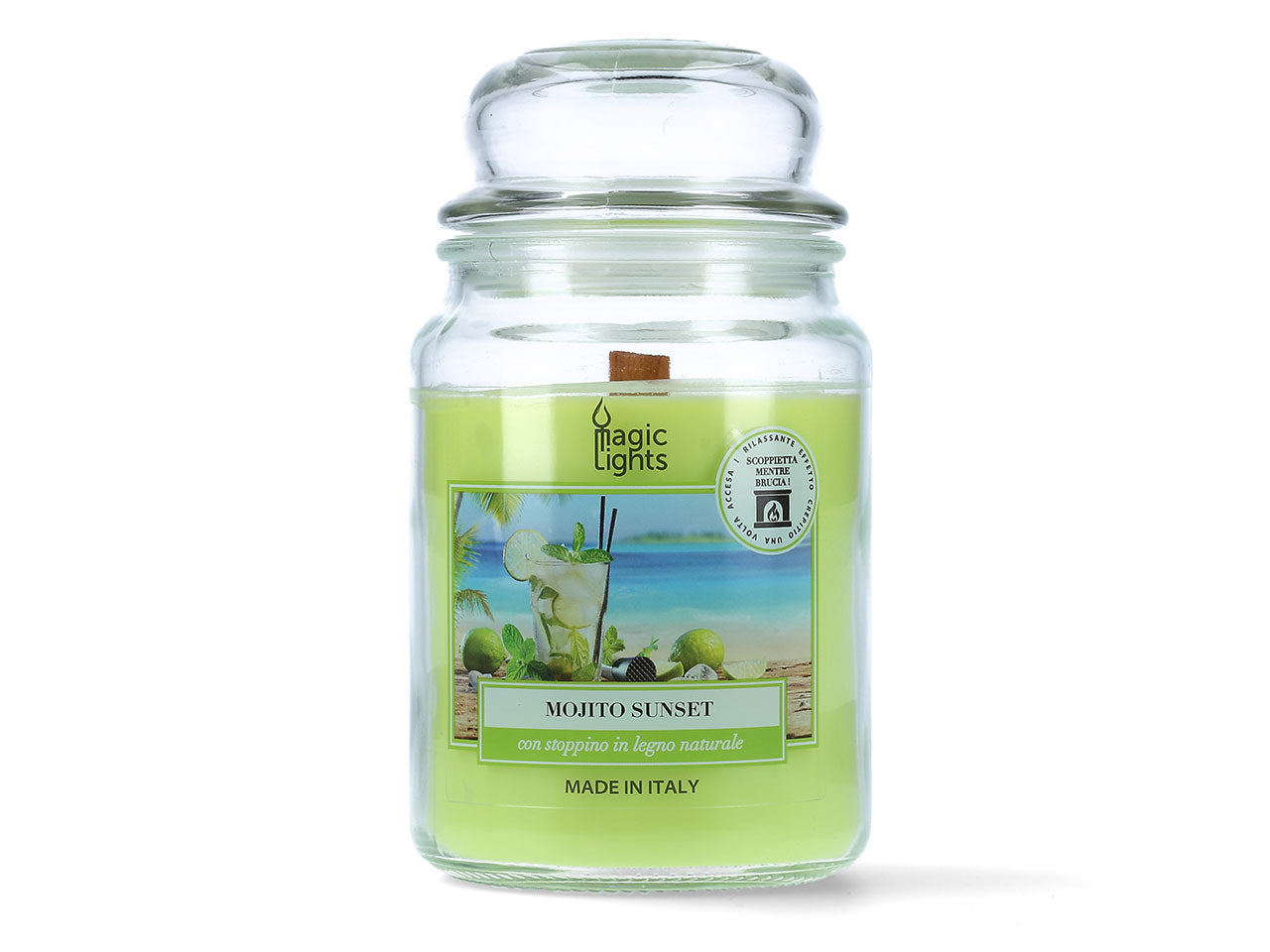 Candela giara grande 510gr in vetro profumazione mojito