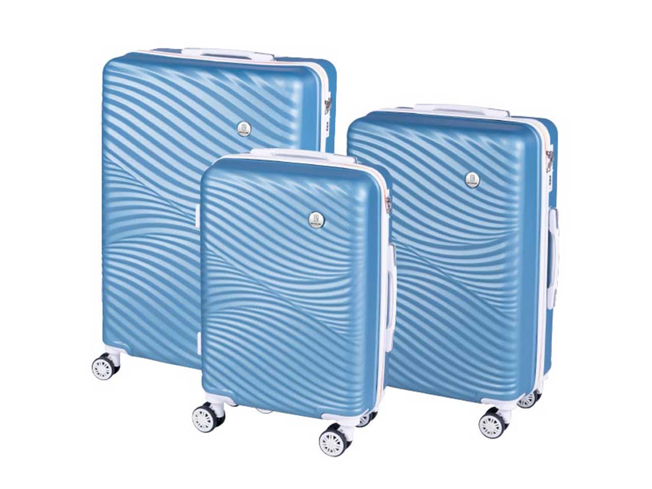 Trolley baia light colore blu e bianco set da 3 pezzi