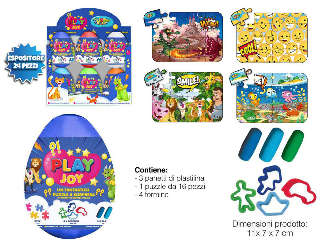 Uovo plastilina e puzzle da bimbo d.8cm