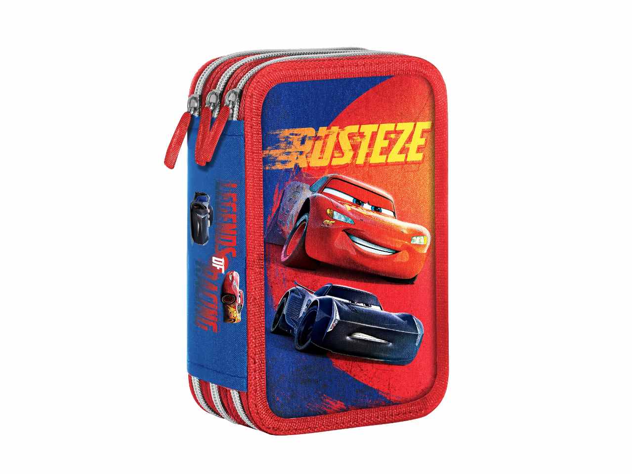 Astuccio 3 cerniere CARS blu in tessuto 6x12x19cm 530 g - 1 astuccio