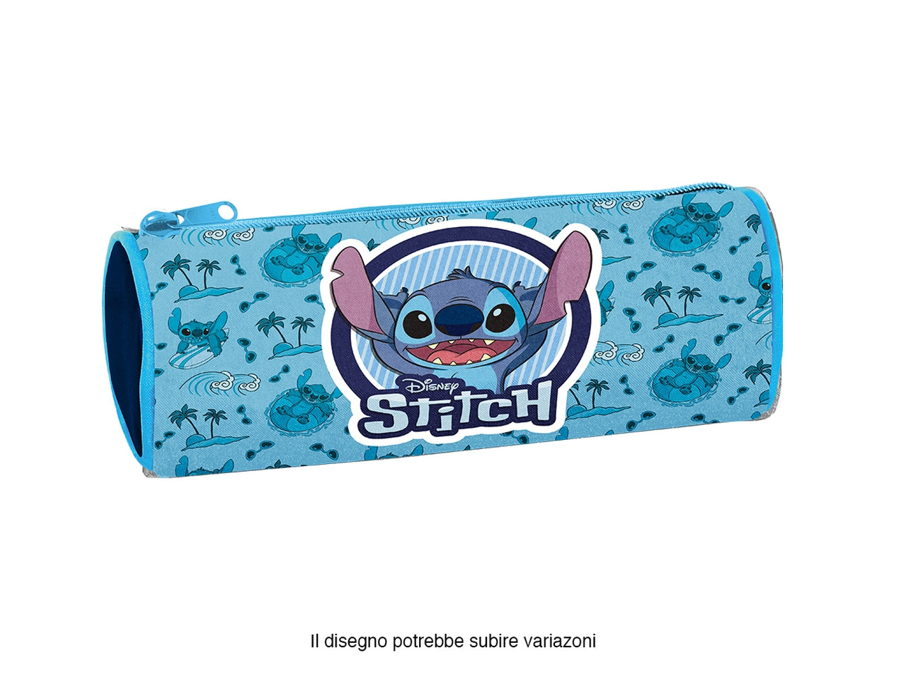 Tombolino astuccio Stitch blu e celeste in tessuto con zip 23x8 cm - MC Group