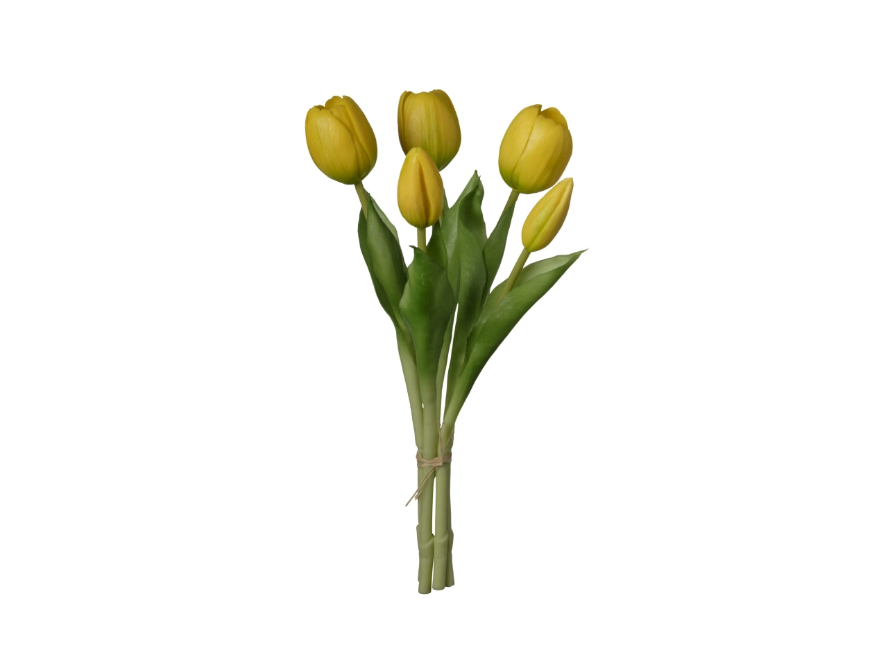 Tulipano giallo artificiale in plastica, mazzo a 5 steli 12x12x28 cm - Conti