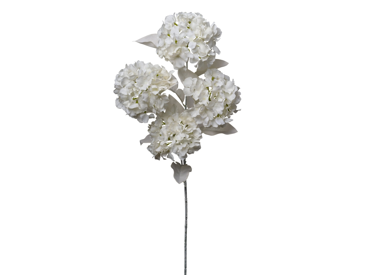 Ortensia bianca artificiale, ramo con 4 fiori e foglie in tessuto, 95 cm - Conti