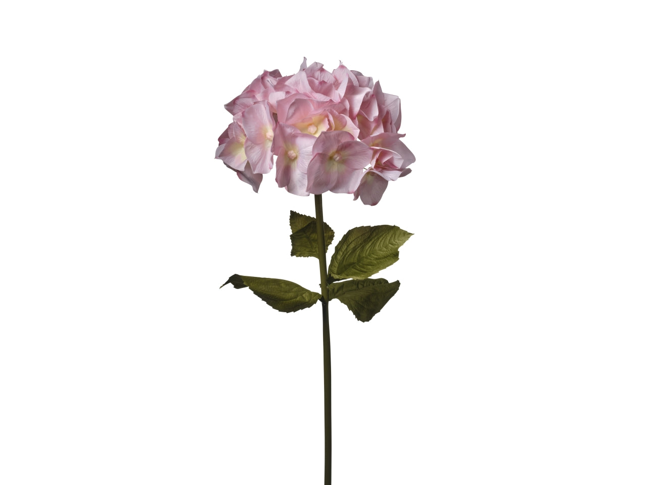 Ortensia rosa artificiale stelo 4 foglie e 36 fiori, flessibile in plastica e tessuto sintetico, 120 cm - Conti