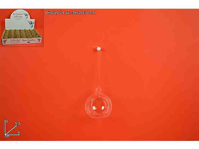 Palla vetro trasparente aperta d.6cm ca009021a