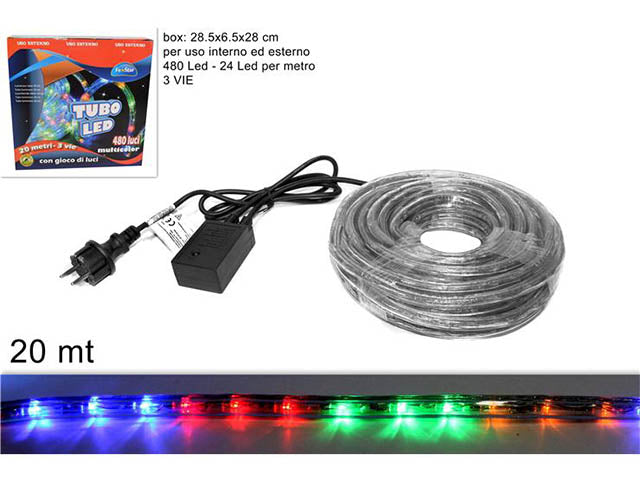 Tubo led 20mt 3 vie multicolor mi006043c