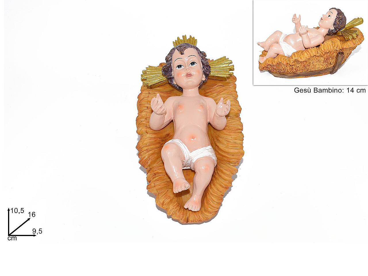 Gesu' bambino 14cm con culla ca010998a