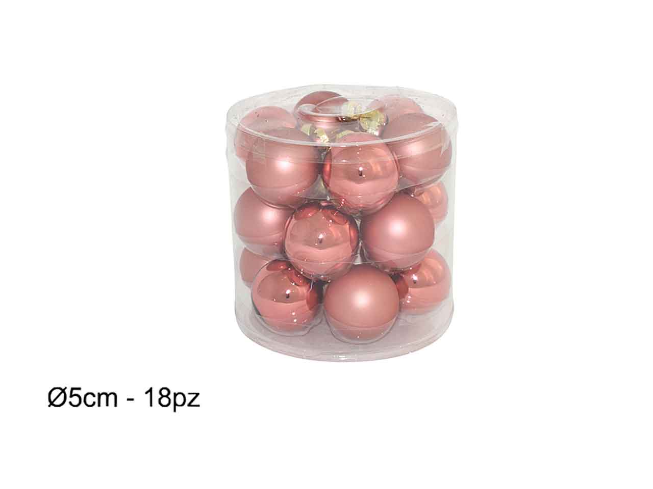 Palline natalizie rosa in vetro diametro 5cm - 18 pezzi