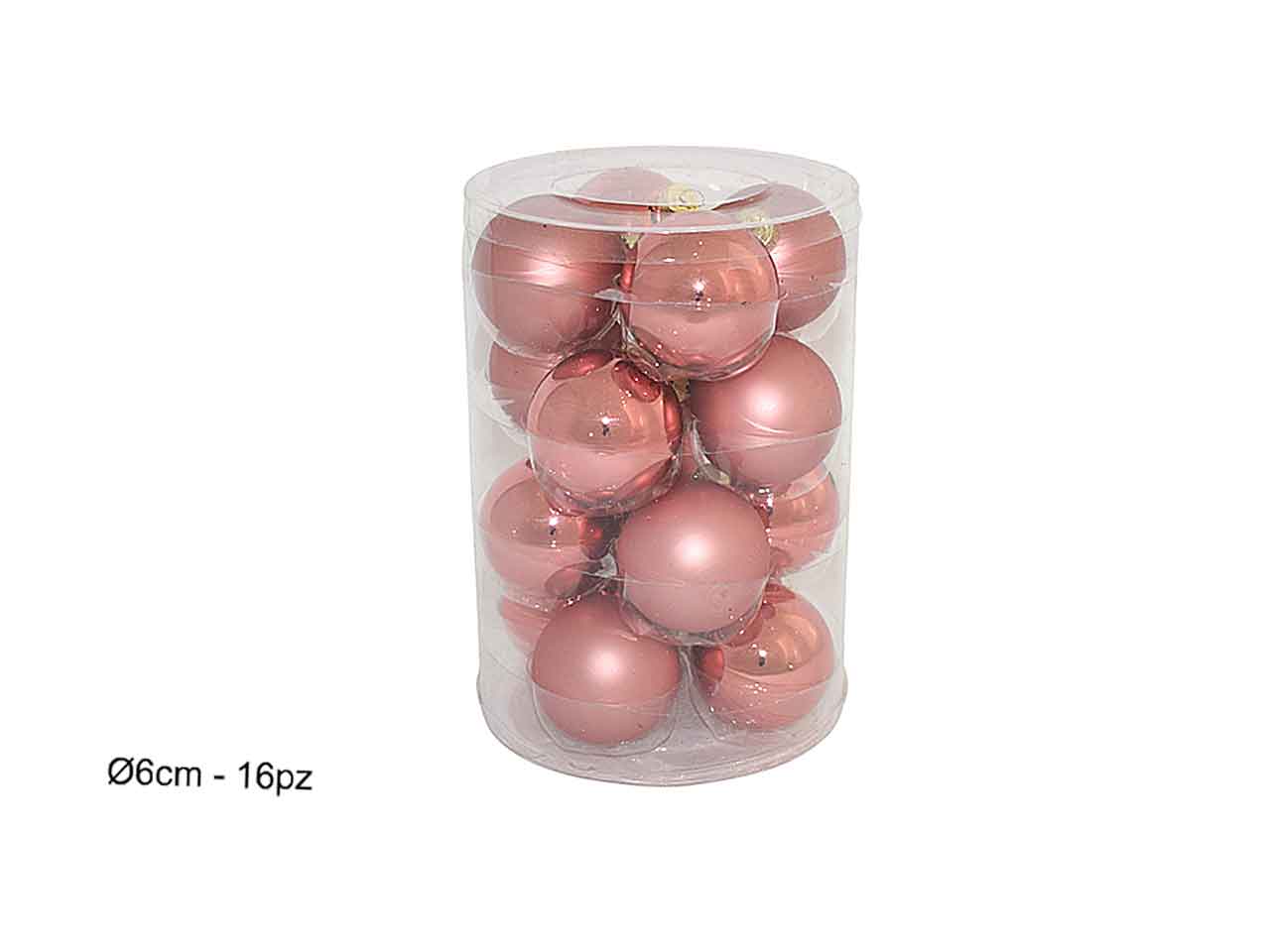 Palline natalizie rosa in vetro diametro 6cm - 16 pezzi
