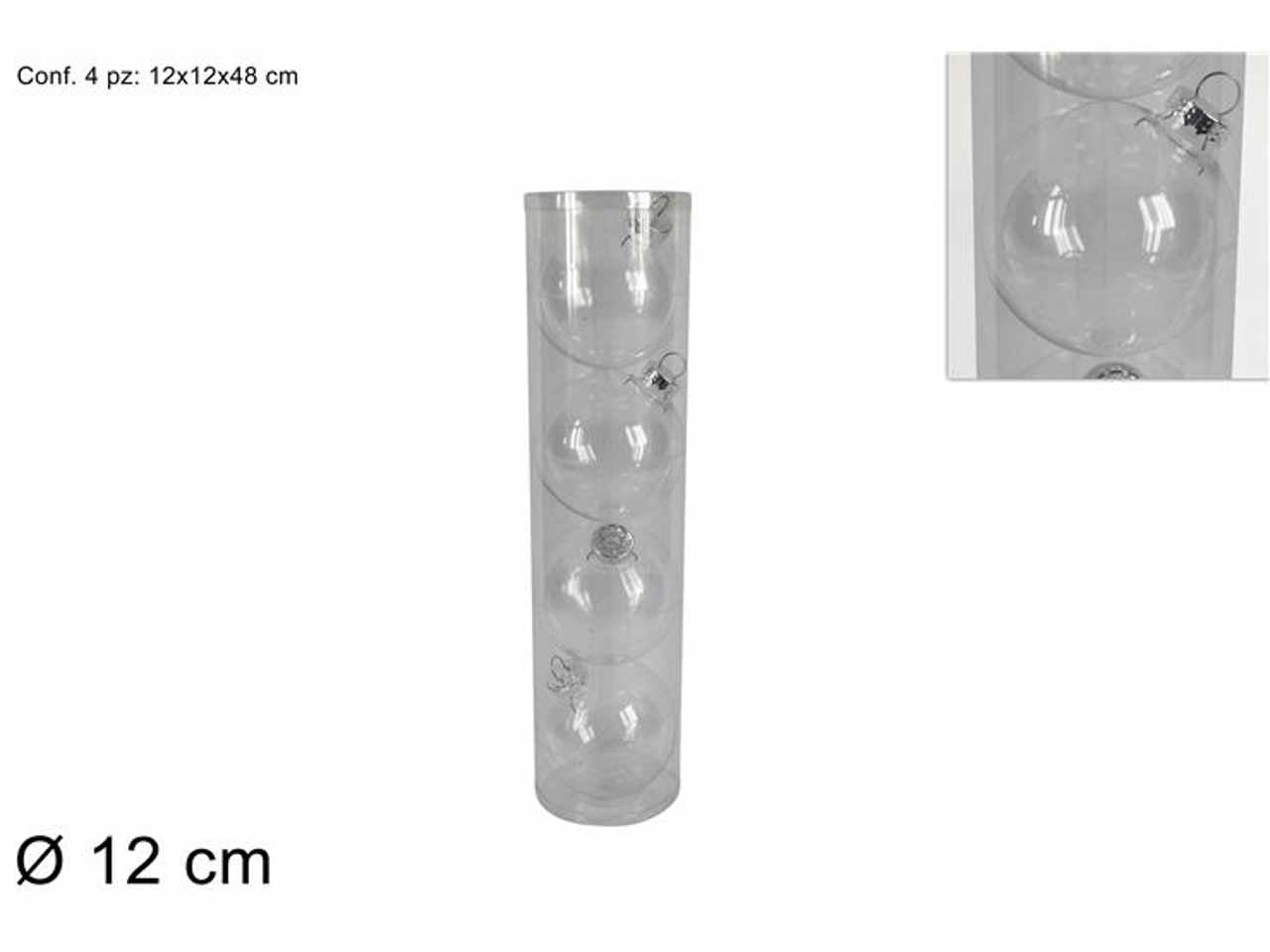 Palle d.12cm 4 pezzi plastica trasparente