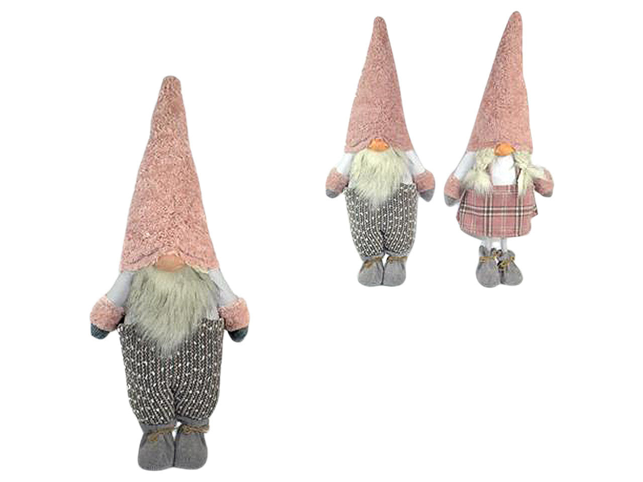 Gnomo 57cm con pelliccia rosa mo002782a