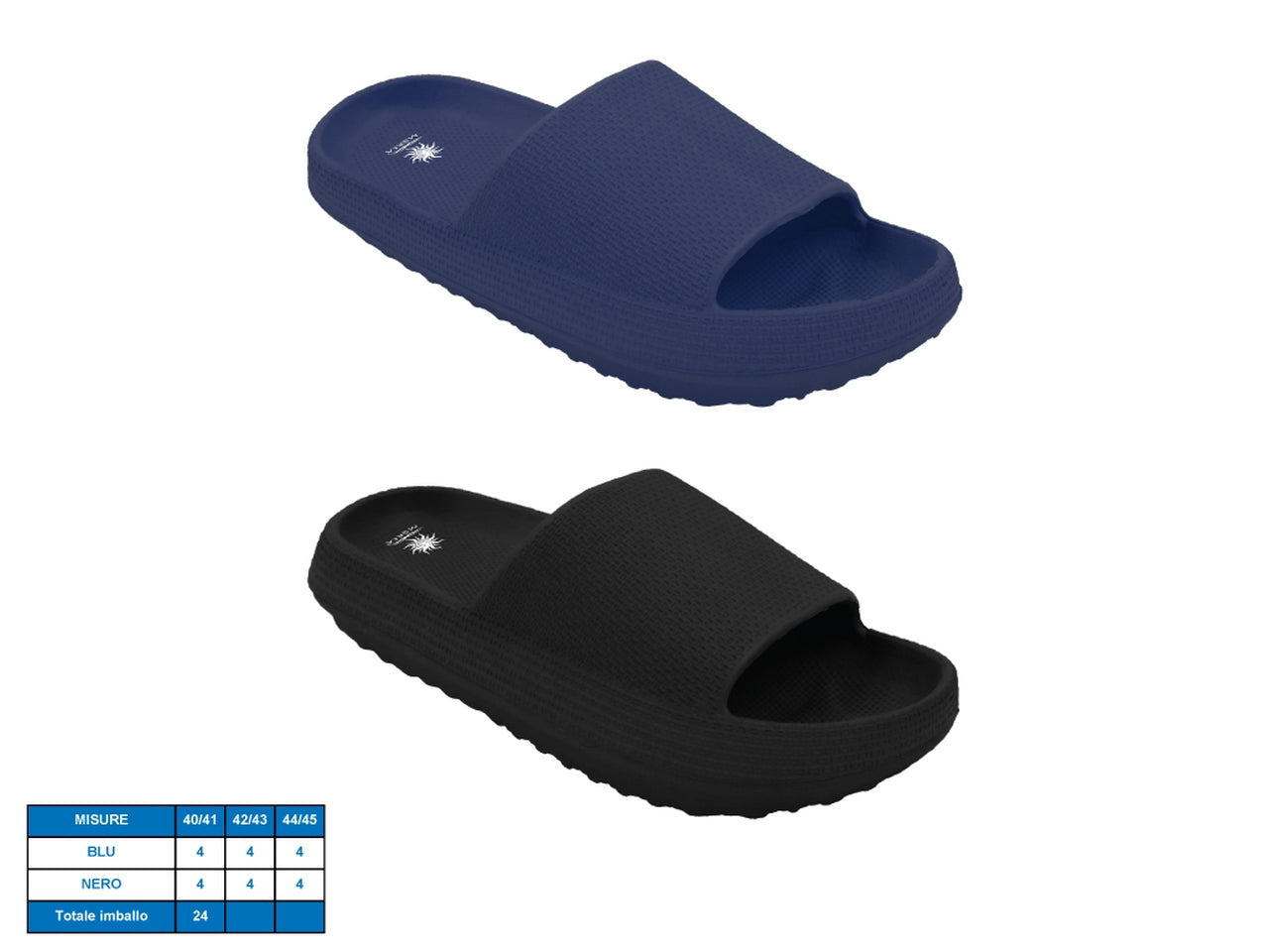 Ciabatta uomo in plastica eva nero e blu, suola antiscivolo, Anzio - M@rea