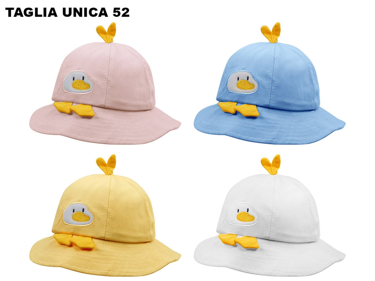 Cappellino pescatore paperotto per bambino/a di cotone in colori assortiti, taglia 52 cm - M@rea