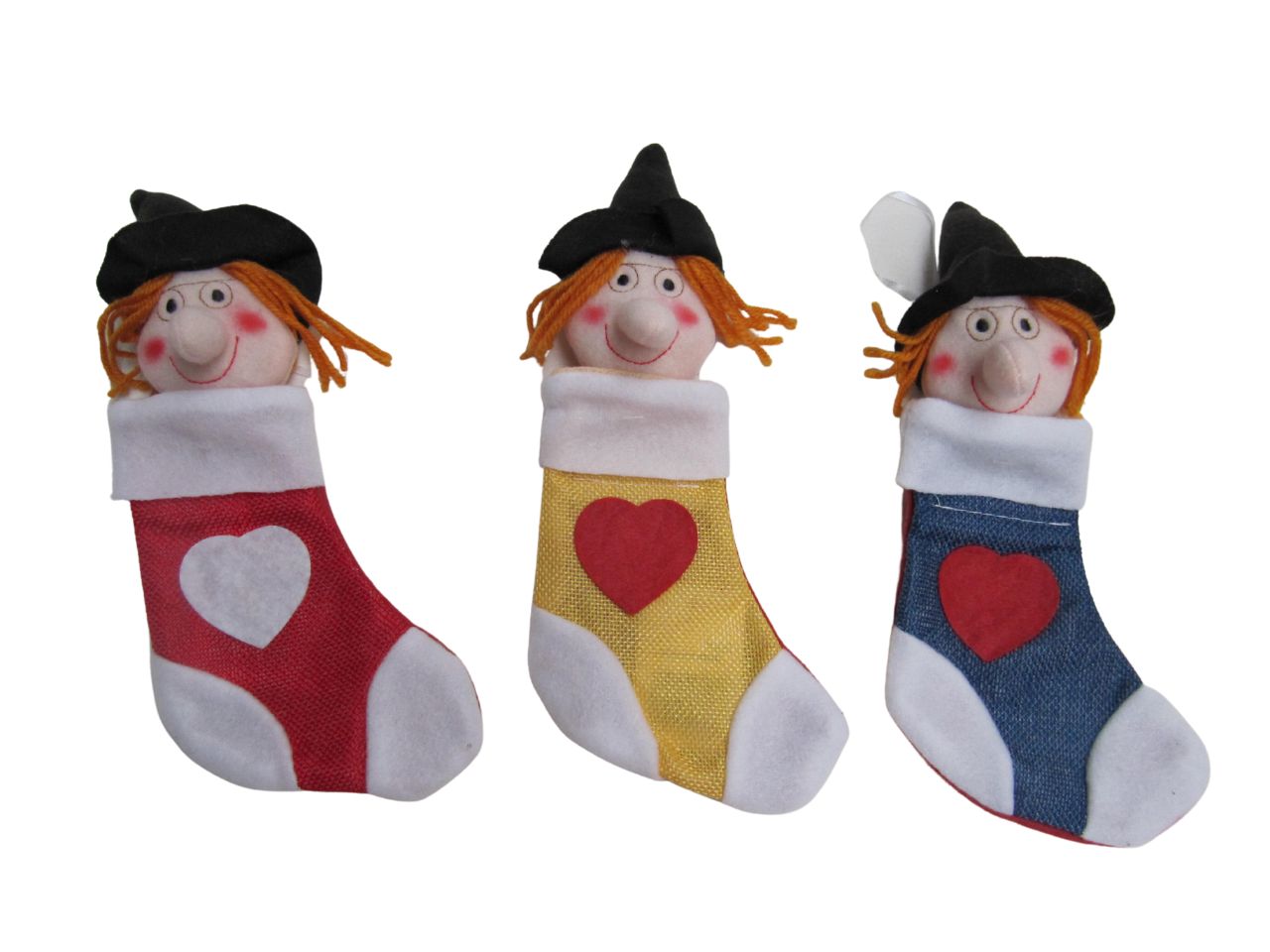 Calzina brigida in juta con faccia di befana misura h.20cm