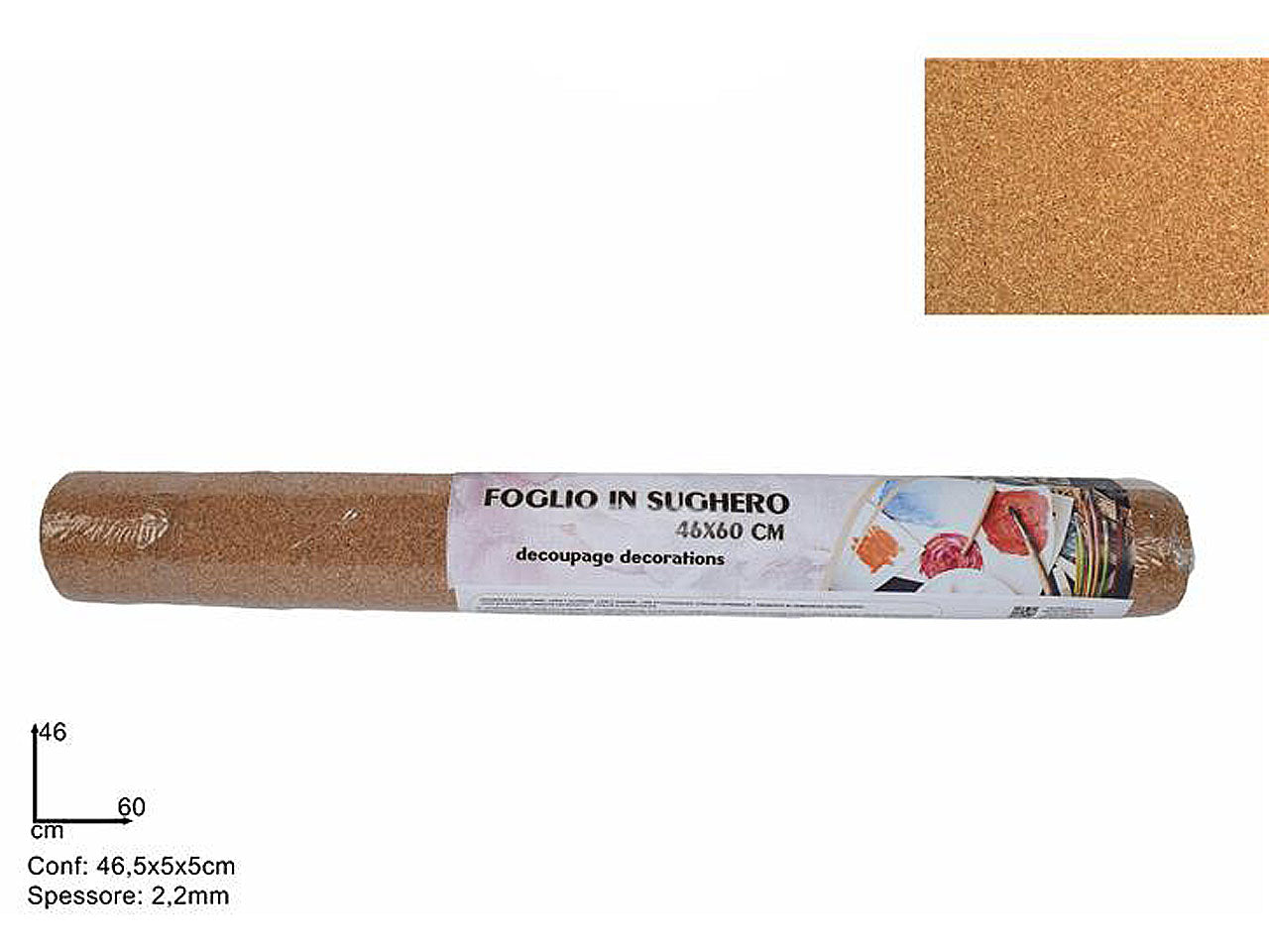 Foglio sughero 2,2mm 46x60 cm