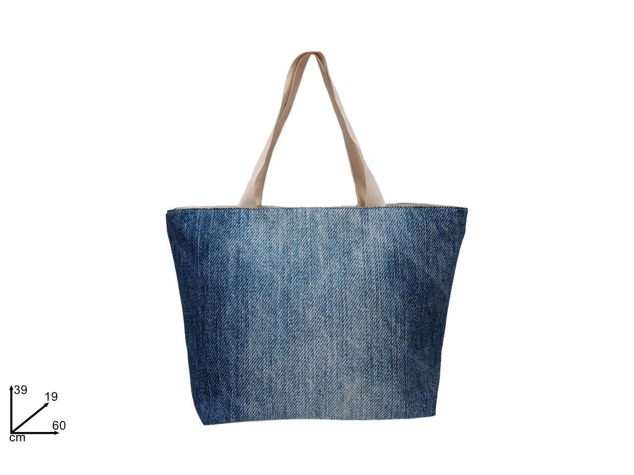 Borsa mare in poliestere blu jeans 60x19x39 cm - Summer Trend
