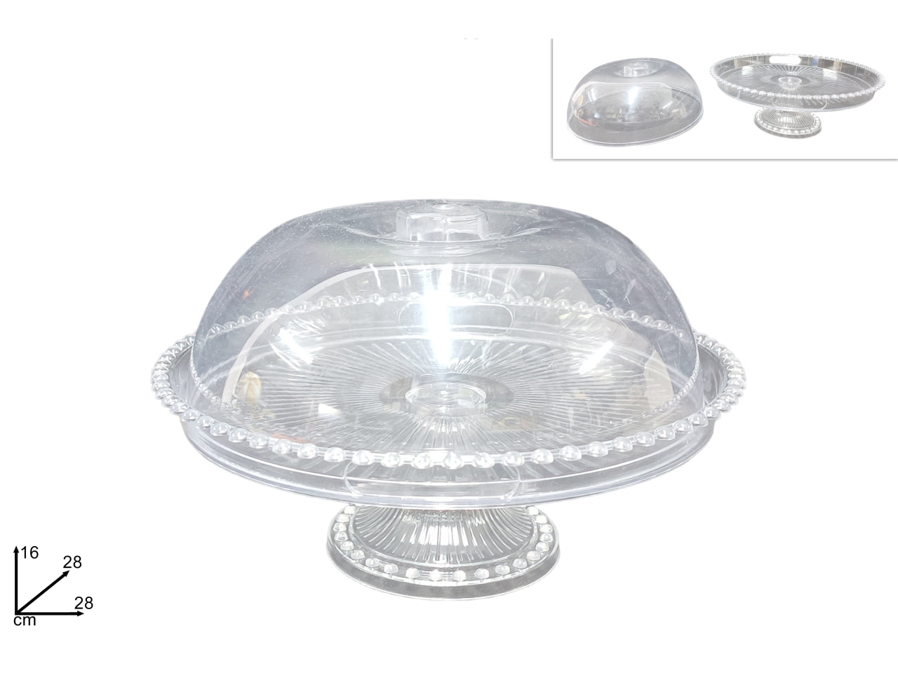 Alzatina in plastica trasparente con coperchio 28x16 cm - Due Esse