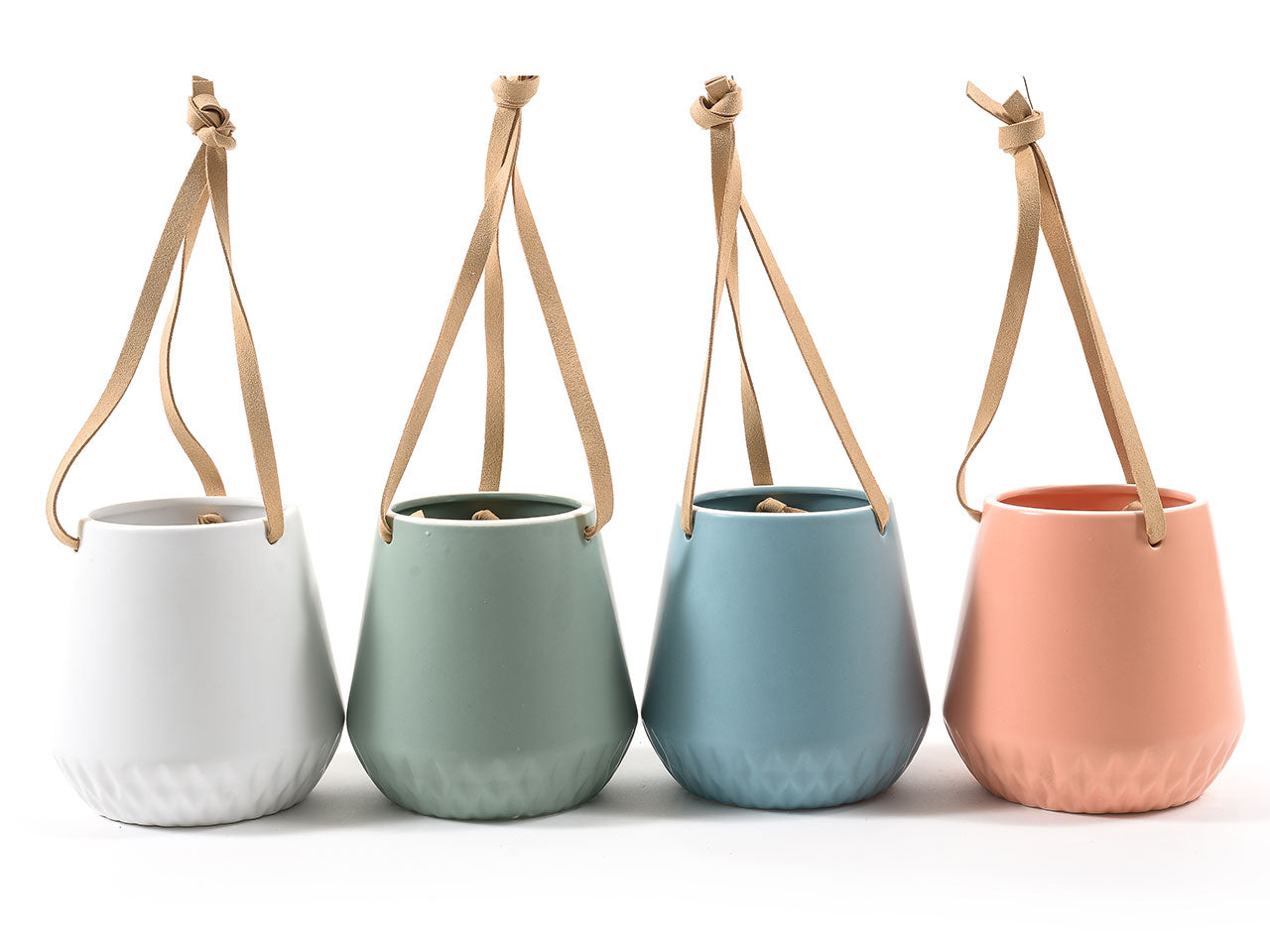 Vaso in ceramica da appendere misura d.13,8xh.14cm in colori assortiti