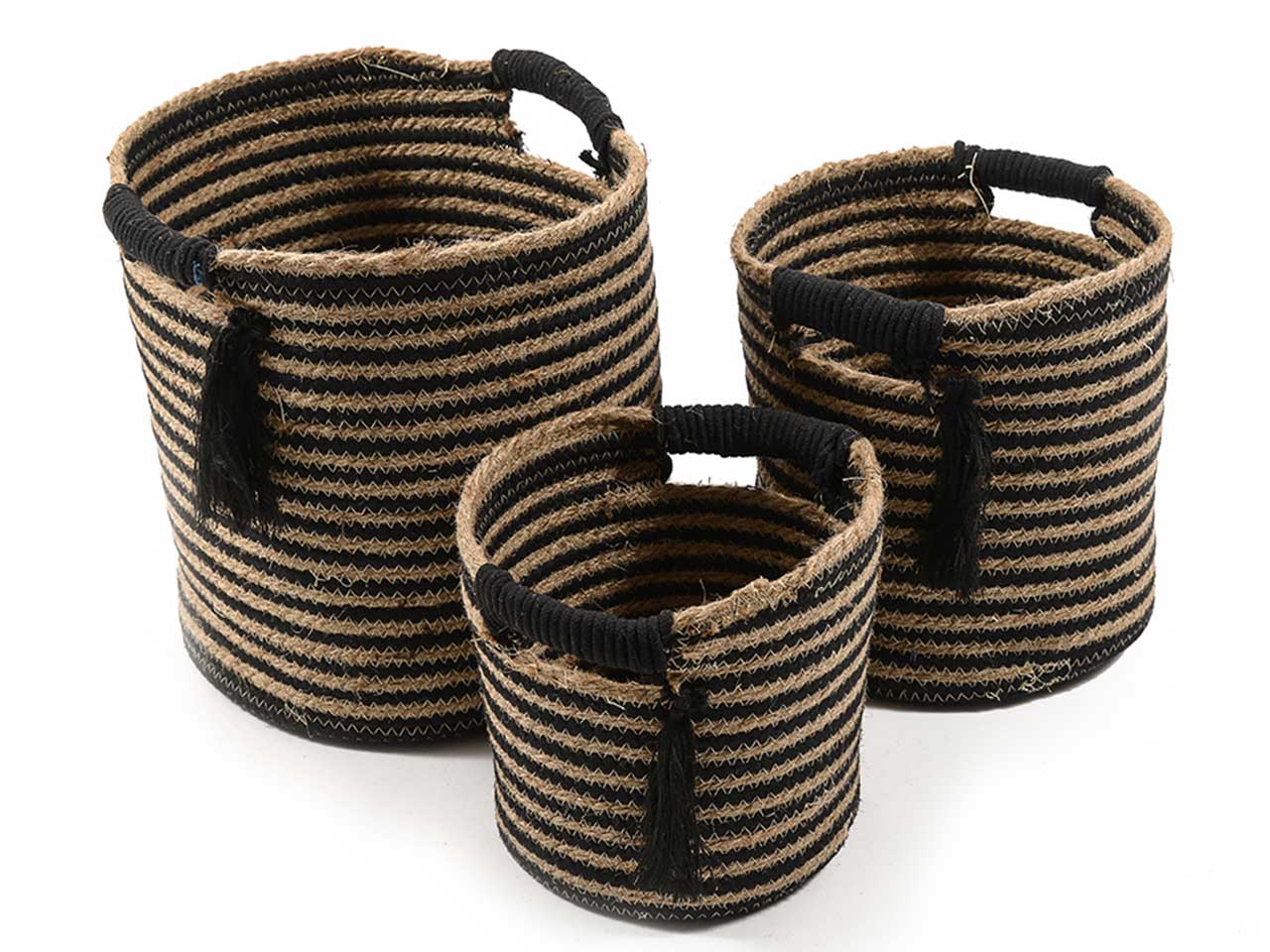 Ceste in corda - la confezione comprende 3 ceste misura d.20xh.20, d.25xh.25cm e d.30xh.30cm