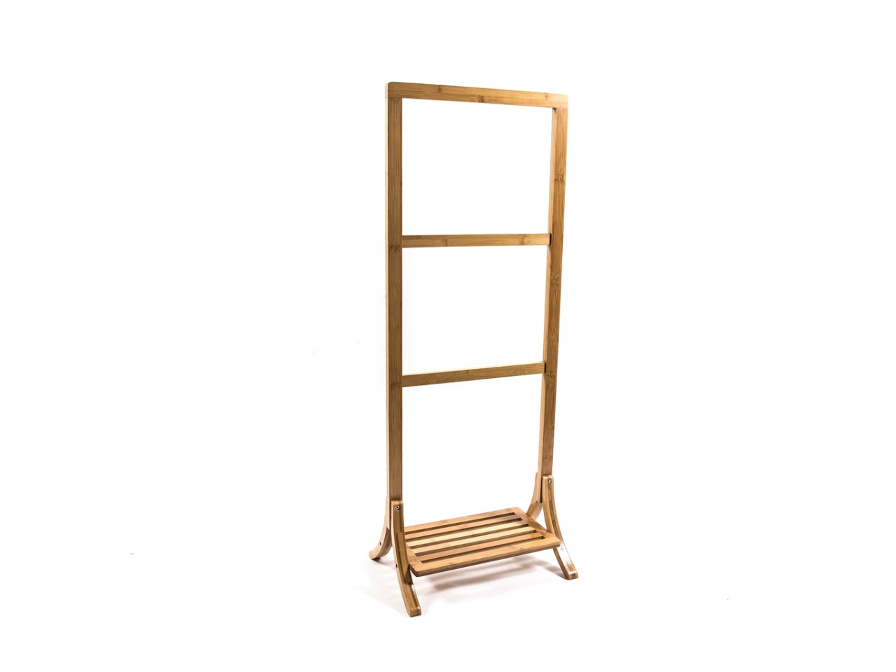 Portasciugamani da terra in bambu' con ripiano misura h.100x40x28cm