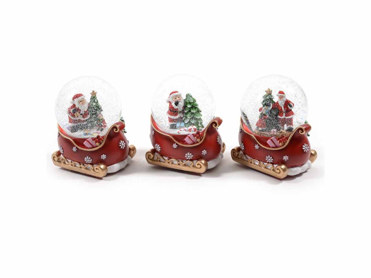 Carillon slitta palla di neve 10x12xh.13cm decori assortiti in scatola rega