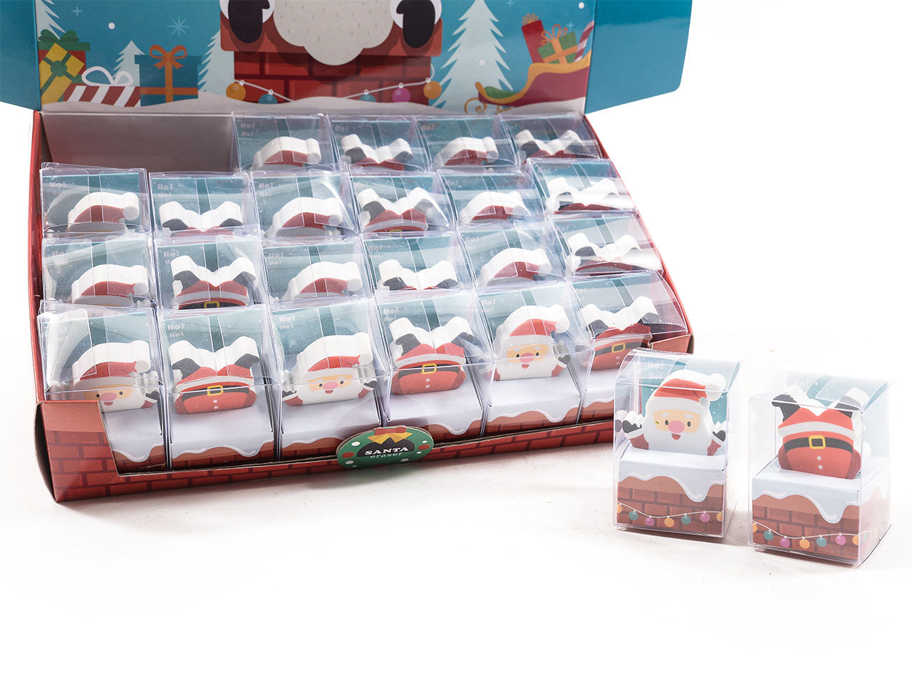 Gomma babbo natale misura 4,5x4,5xh.6cm assortita