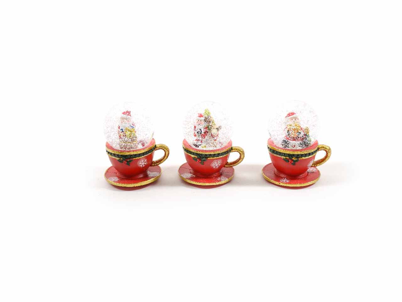 Tazza palla di neve in resina misura 4,3x5xh7cm assortita