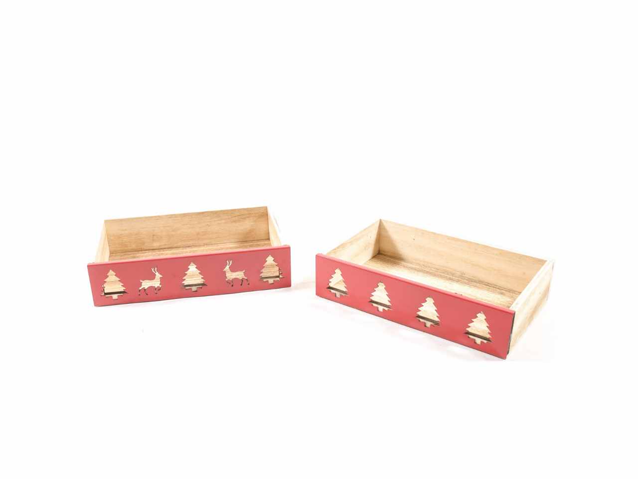 Vassoio in legno e metallo 18x11x4cm rosso assortito