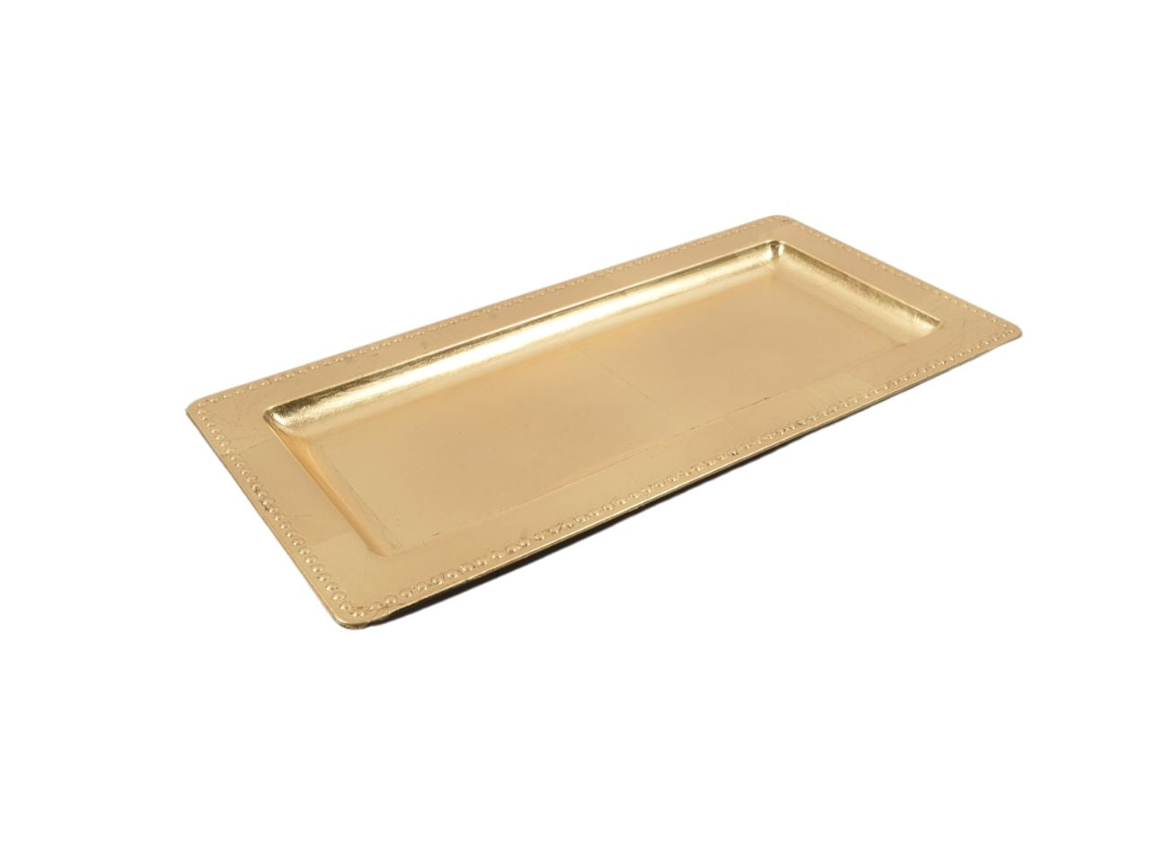Vassoio foglia oro in plastica 36x18x1.5cm