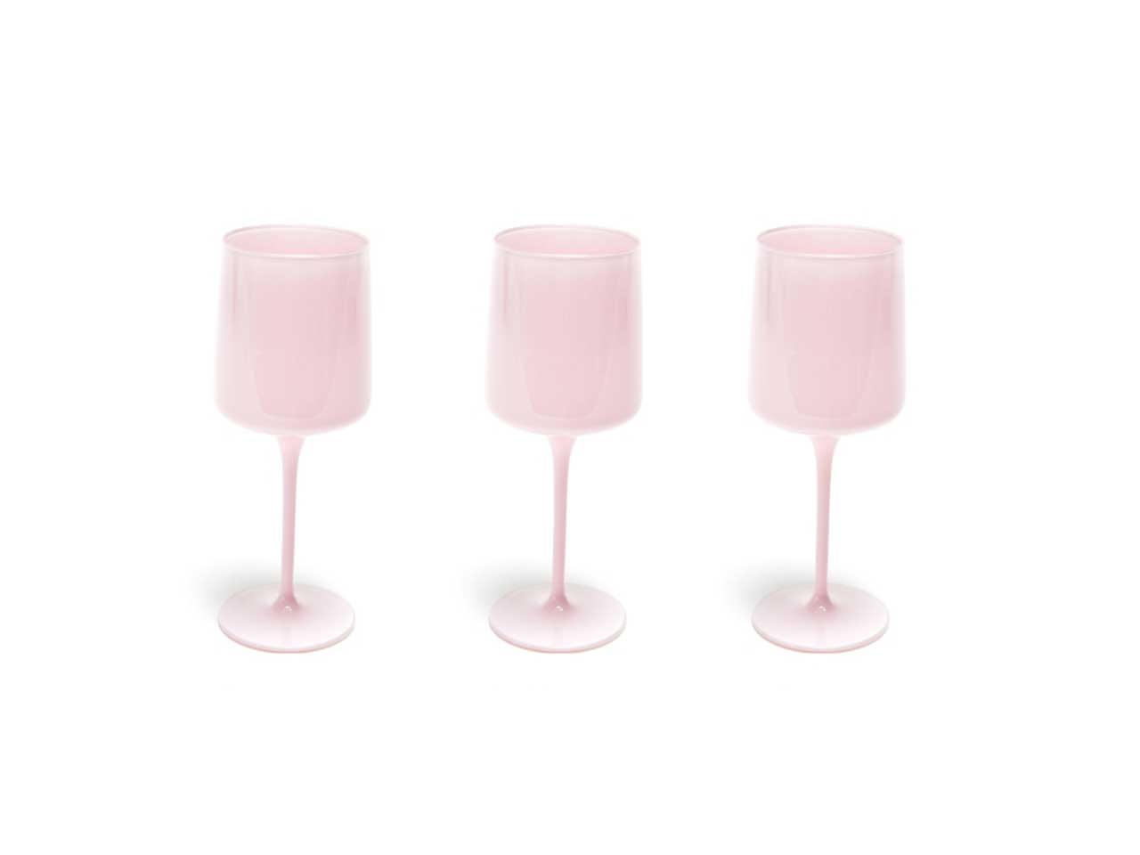 Calice in vetro 320 ml rosa chiaro opaco stile moderno confezione 3 pezzi, Elegant - M Home