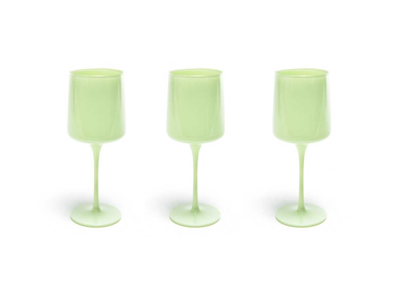 Calice in vetro 320 ml verde chiaro opaco stile moderno, 3 pezzi, Elegant - M Home