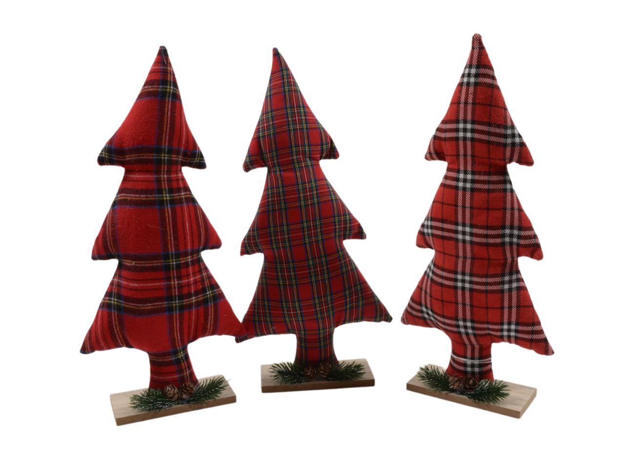 Albero natalizio "tartan" grande in tessuto 17x6xh.38cm assortito