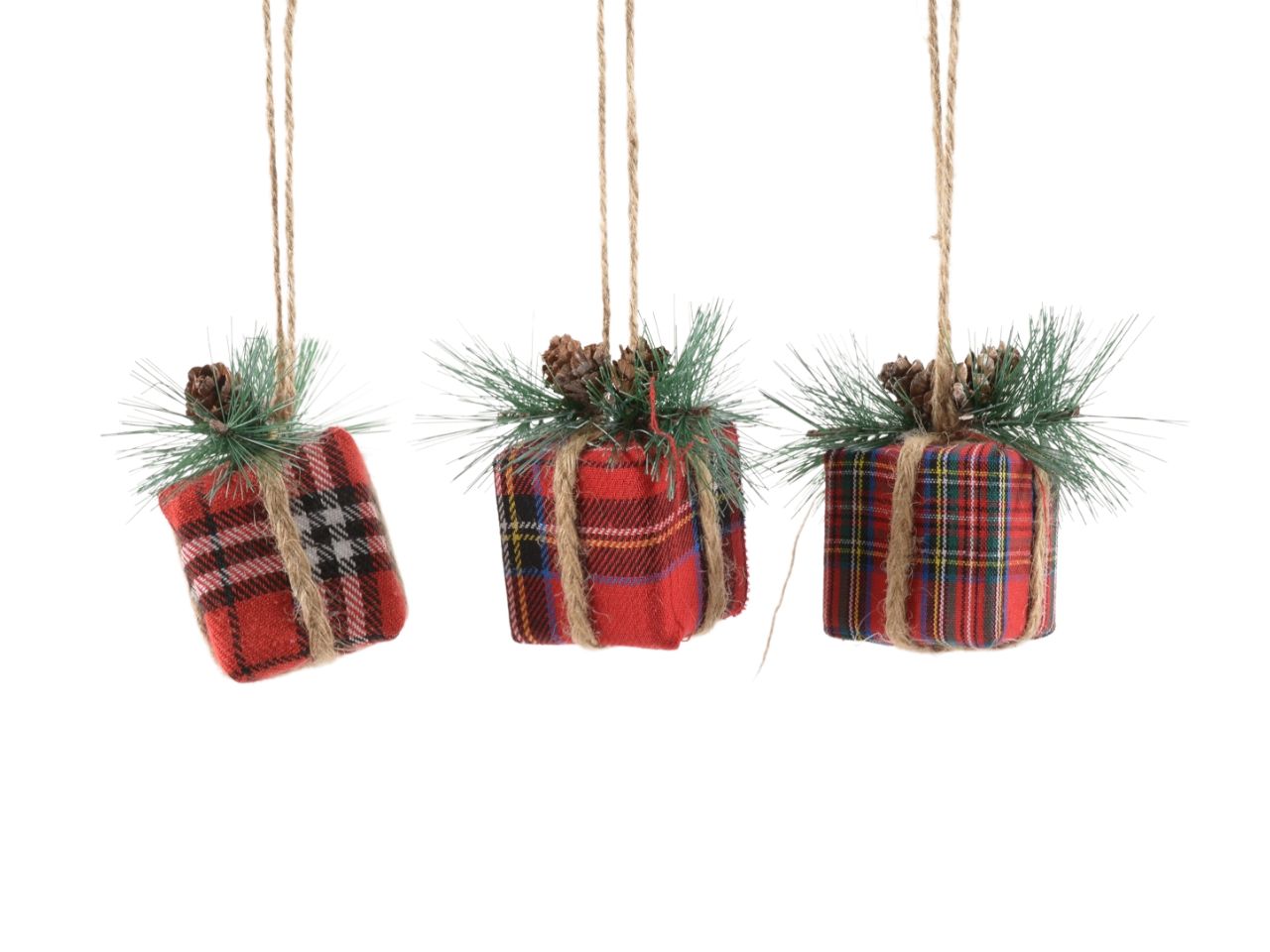 Pendente pacchetto natalizio "tartan" 7x4xh.7cm assortito